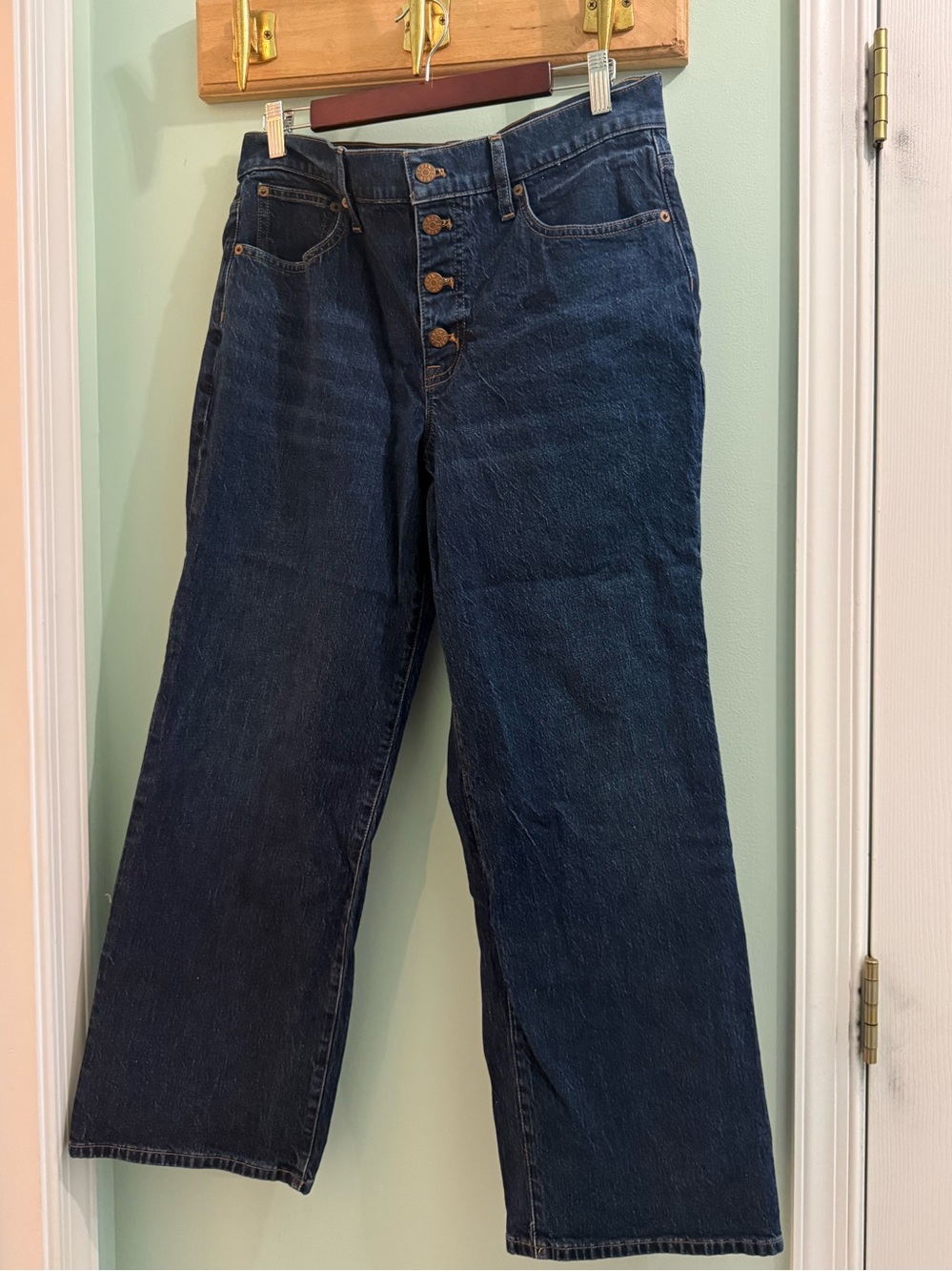 J. Crew Dark Blue Wide-Leg Button-Fly Jeans